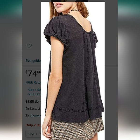 NWT Free People Long Short Sleeve Top - Picture 4 of 10
